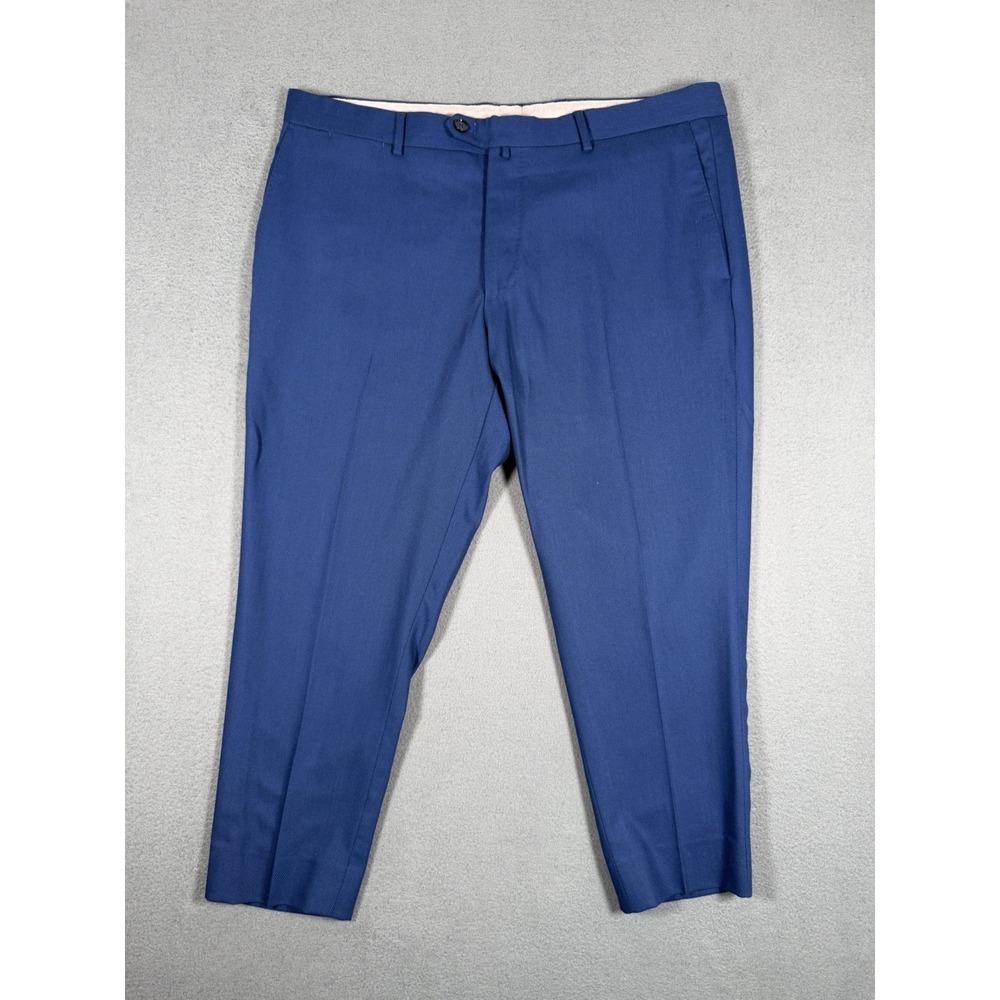 ZARA Mens Royal Blue Textured Dress Pants Trousers Slim Suit Fit Size USA 36